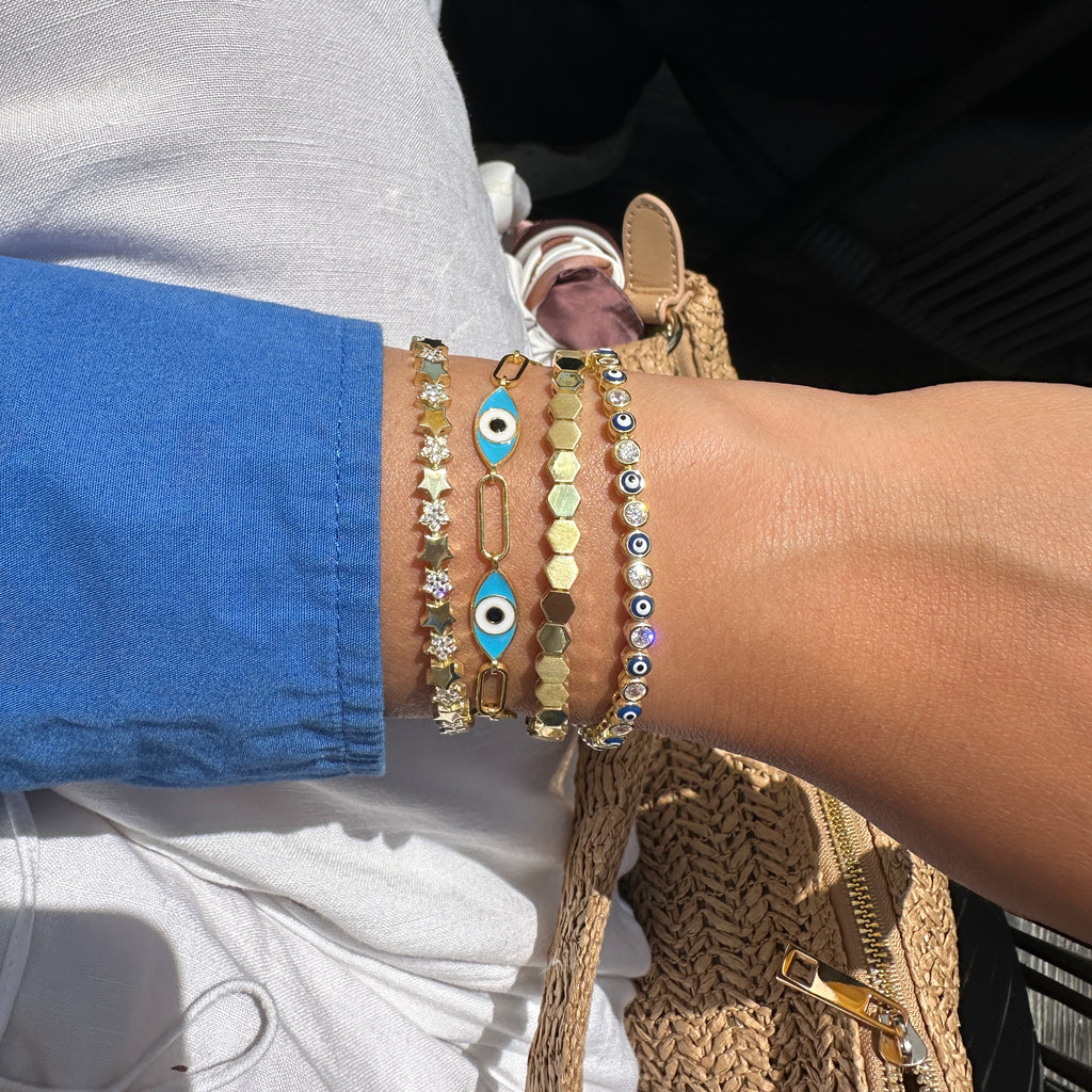 Mavi Mineli Göz Ataç Bileklik
