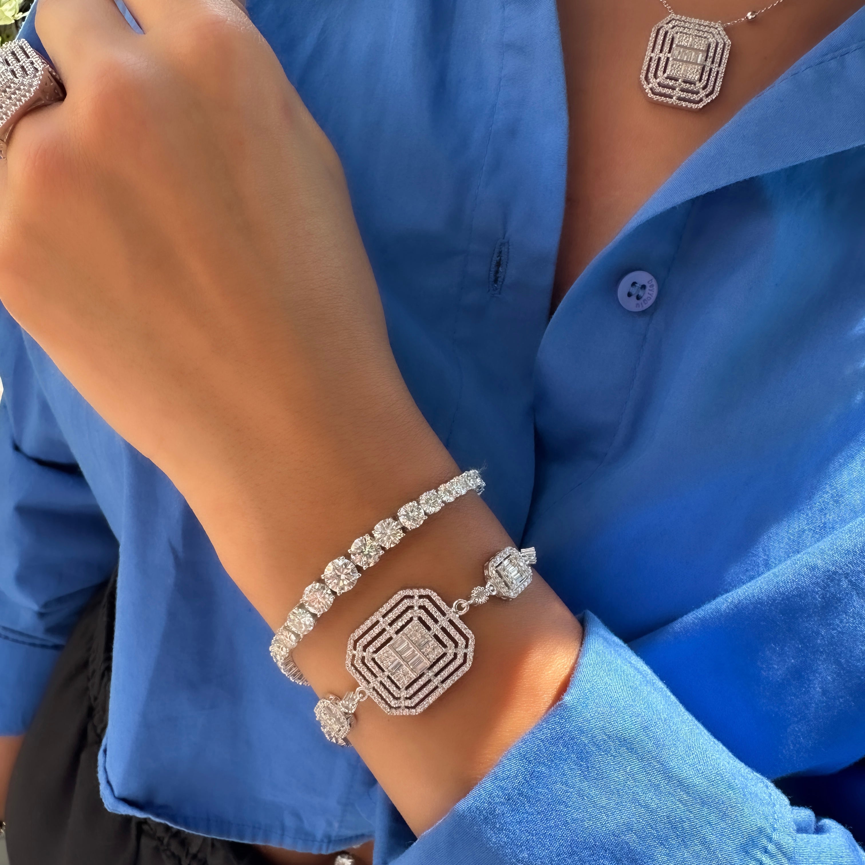 Mozanit Taşlı Süzme Suyolu Bileklik