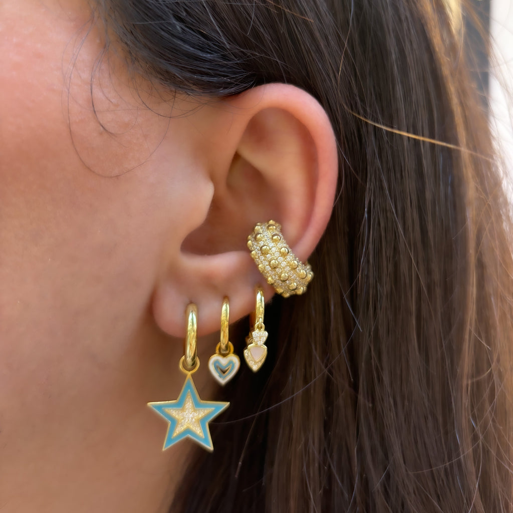 Mavi Mineli Yıldız Küpe