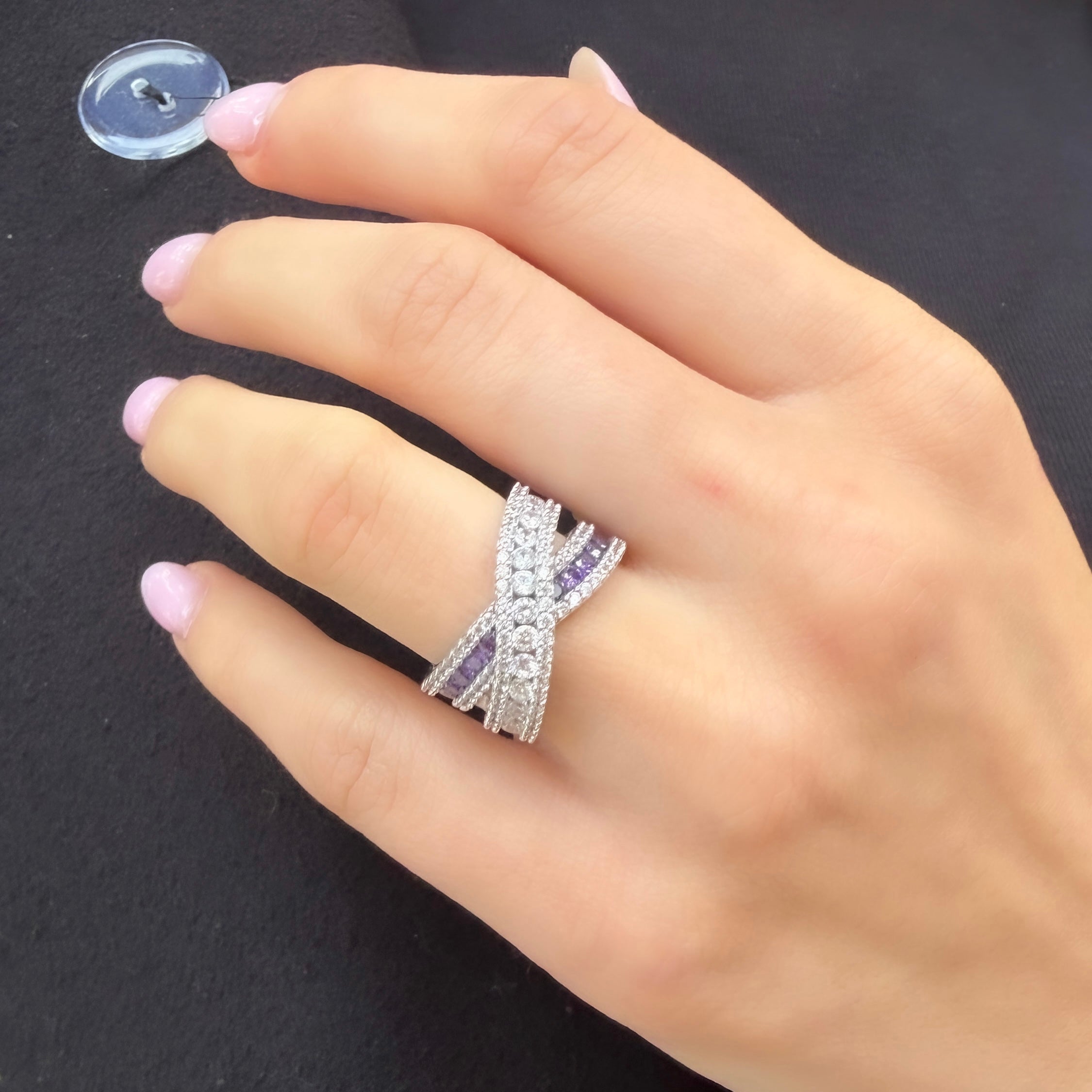 İkili Mor Renkli Çapraz Yüzük