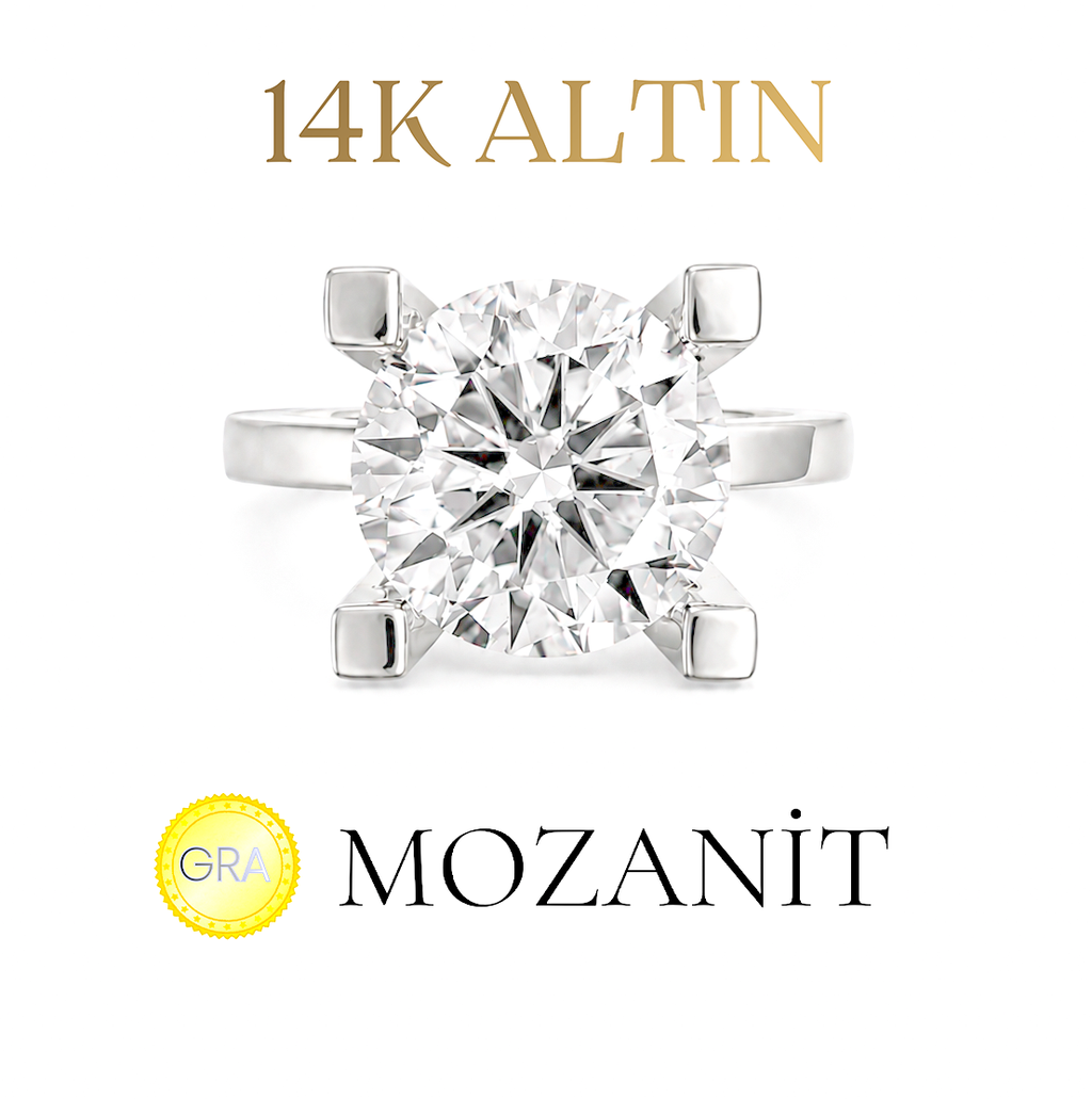 14K Dreikaräter Moissanit Solitärring