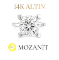 14K Üç Karat Mozanit Tektaş Yüzük