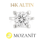 14K Üç Karat Mozanit Tektaş Yüzük
