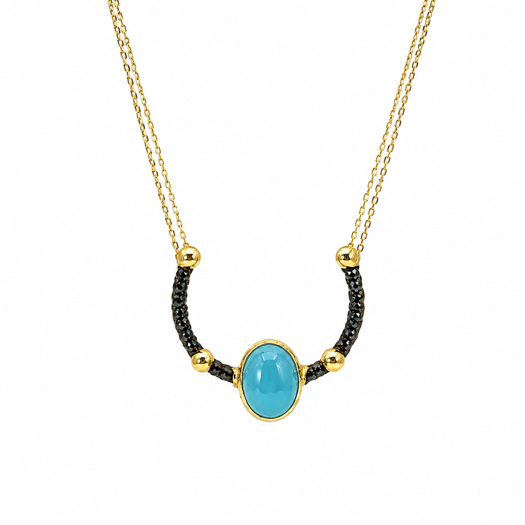 Aquamarine Stone Designed Horseshoe Necklace