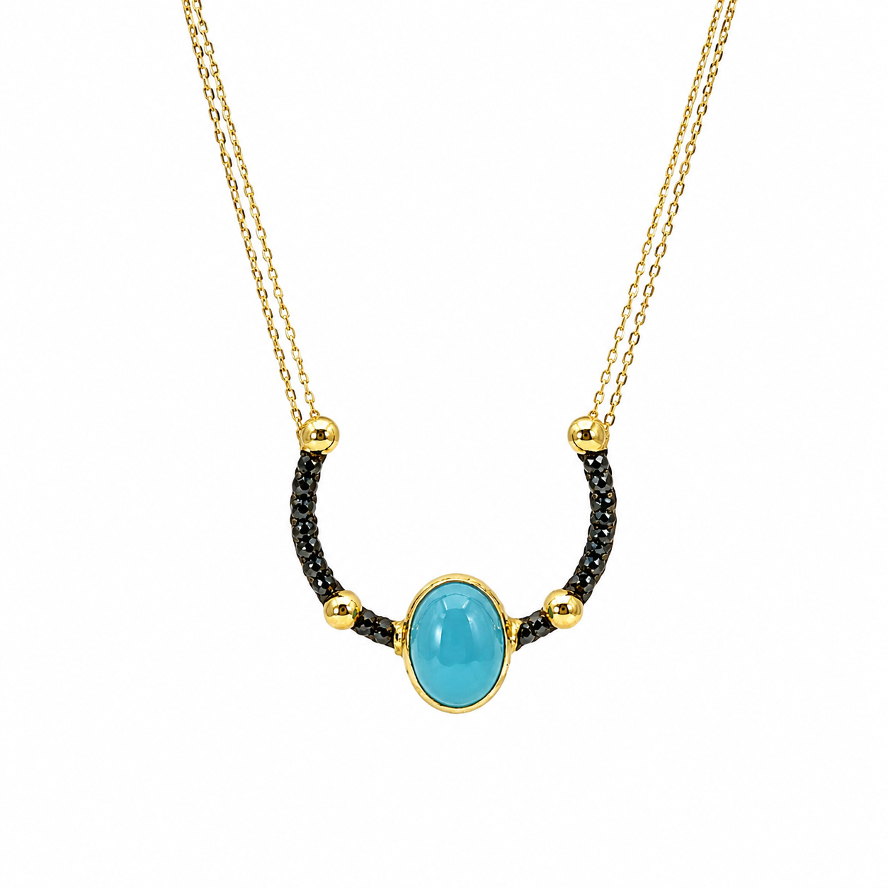 Design-Hufeisenkette mit Aquamarin-Stein