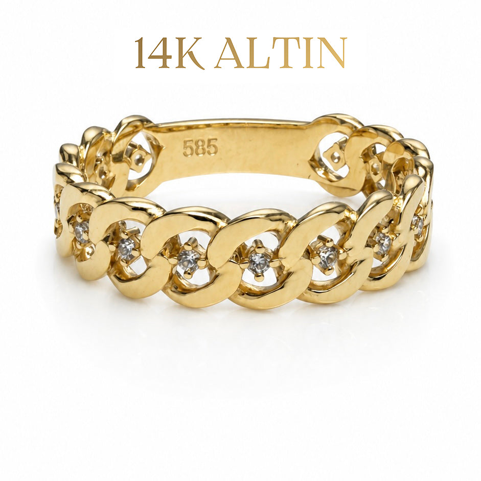 14K Gurmet Araları Taşlı Yüzük