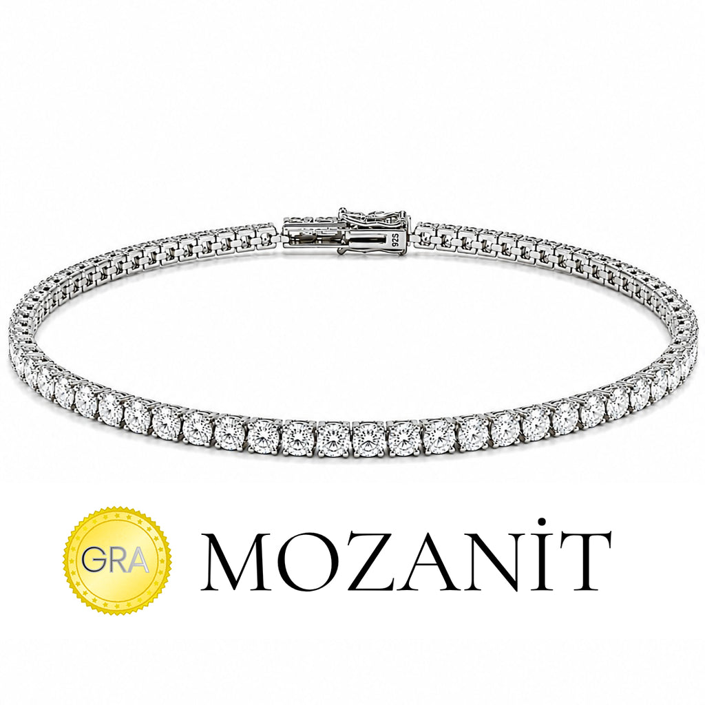 Üç mm Mozanit Suyolu Bileklik