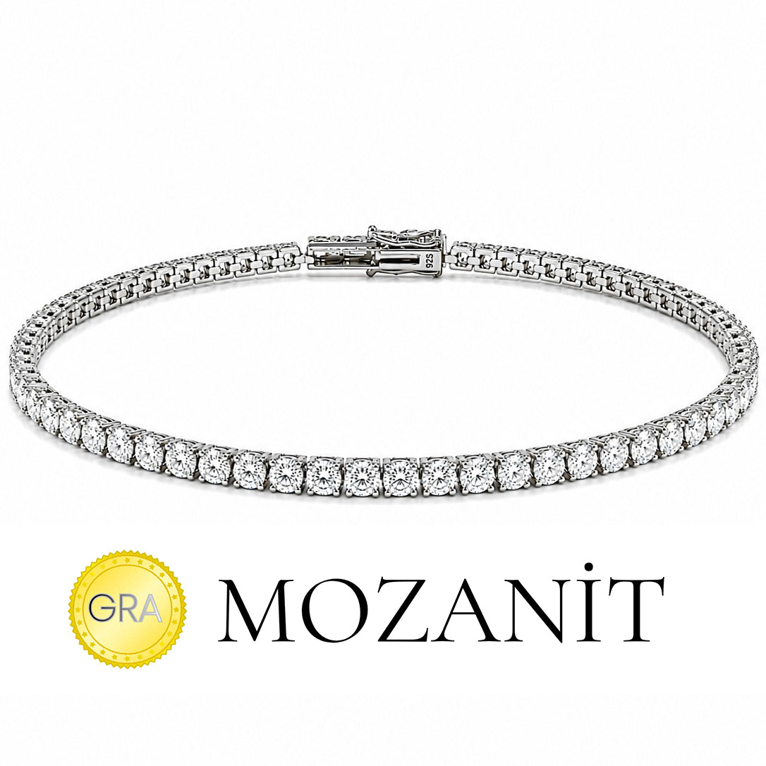 Üç mm Mozanit Suyolu Bileklik