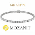 14K Üç mm Mozanit Suyolu Bileklik