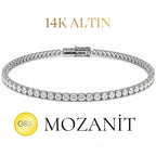 14K Üç mm Mozanit Suyolu Bileklik