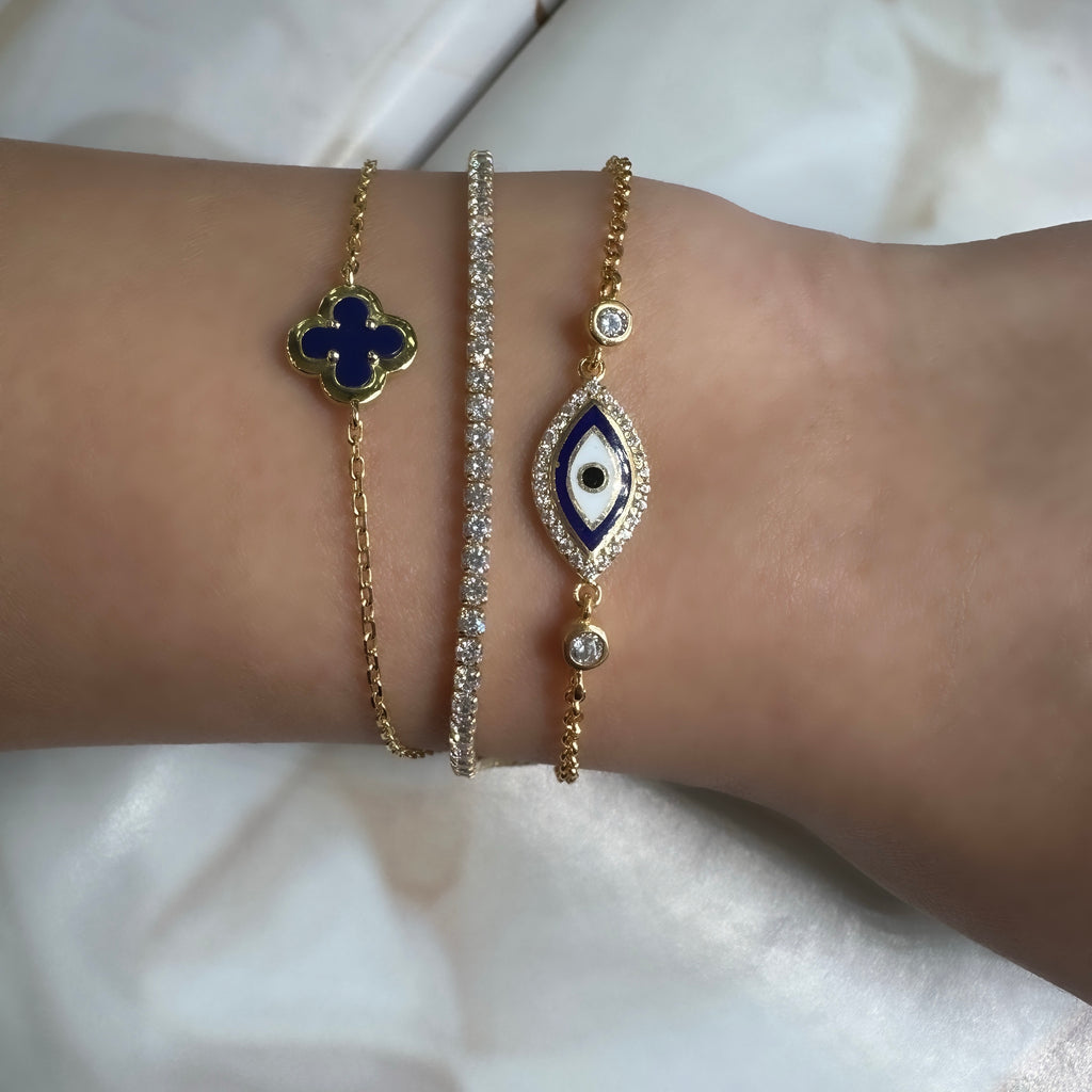Navy Stone Evil Eye Bracelet