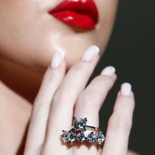 İki Karat Mozanit Beştaş Yüzük