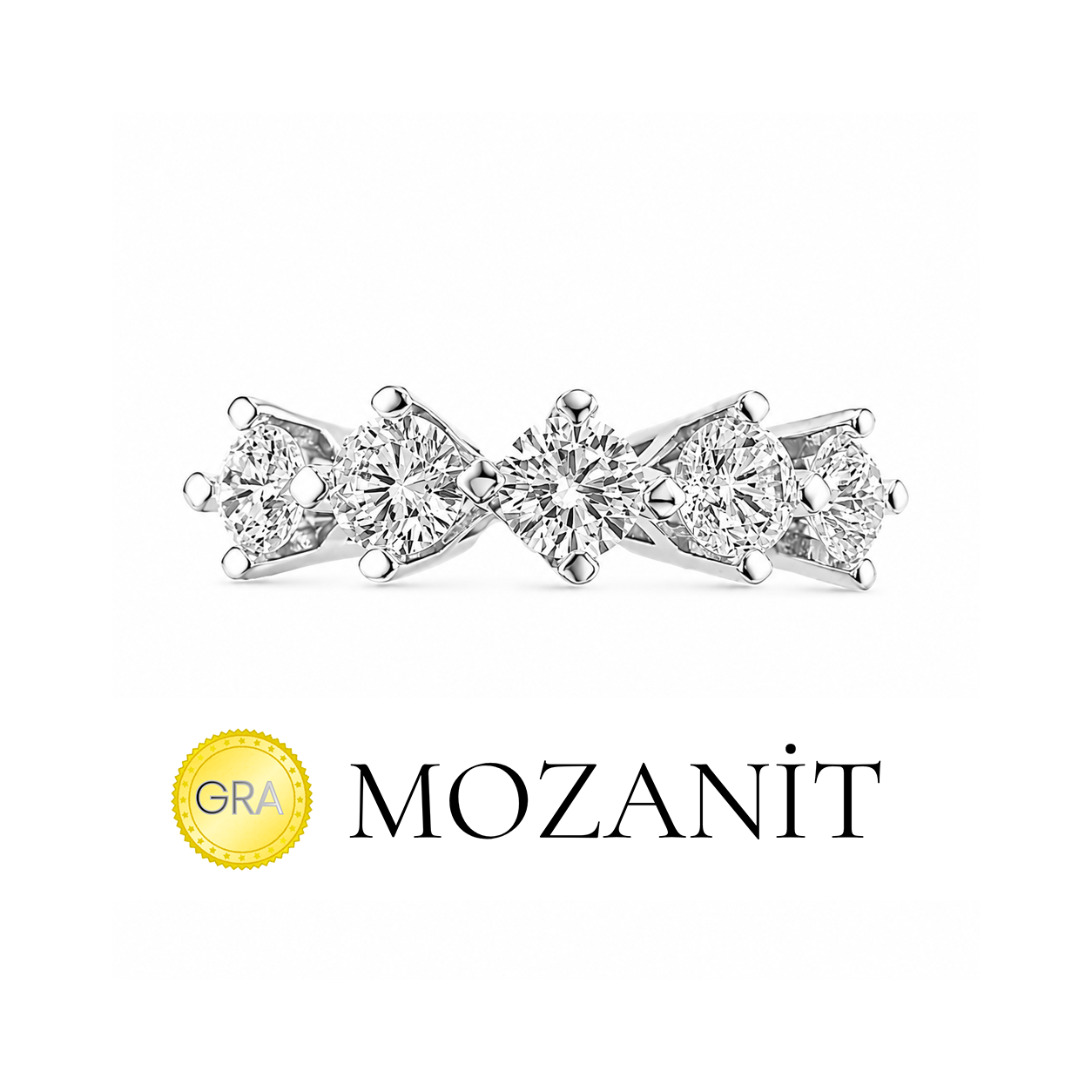 Zwei Karat Moissanit Fünfstein-Ring