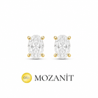 Bir Karat Mozanit Oval Küpe