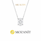 14K Bir Karat Mozanit Oval Kolye