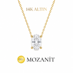 14K Bir Karat Mozanit Oval Kolye