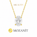 14K İki Karat Mozanit Oval Kolye