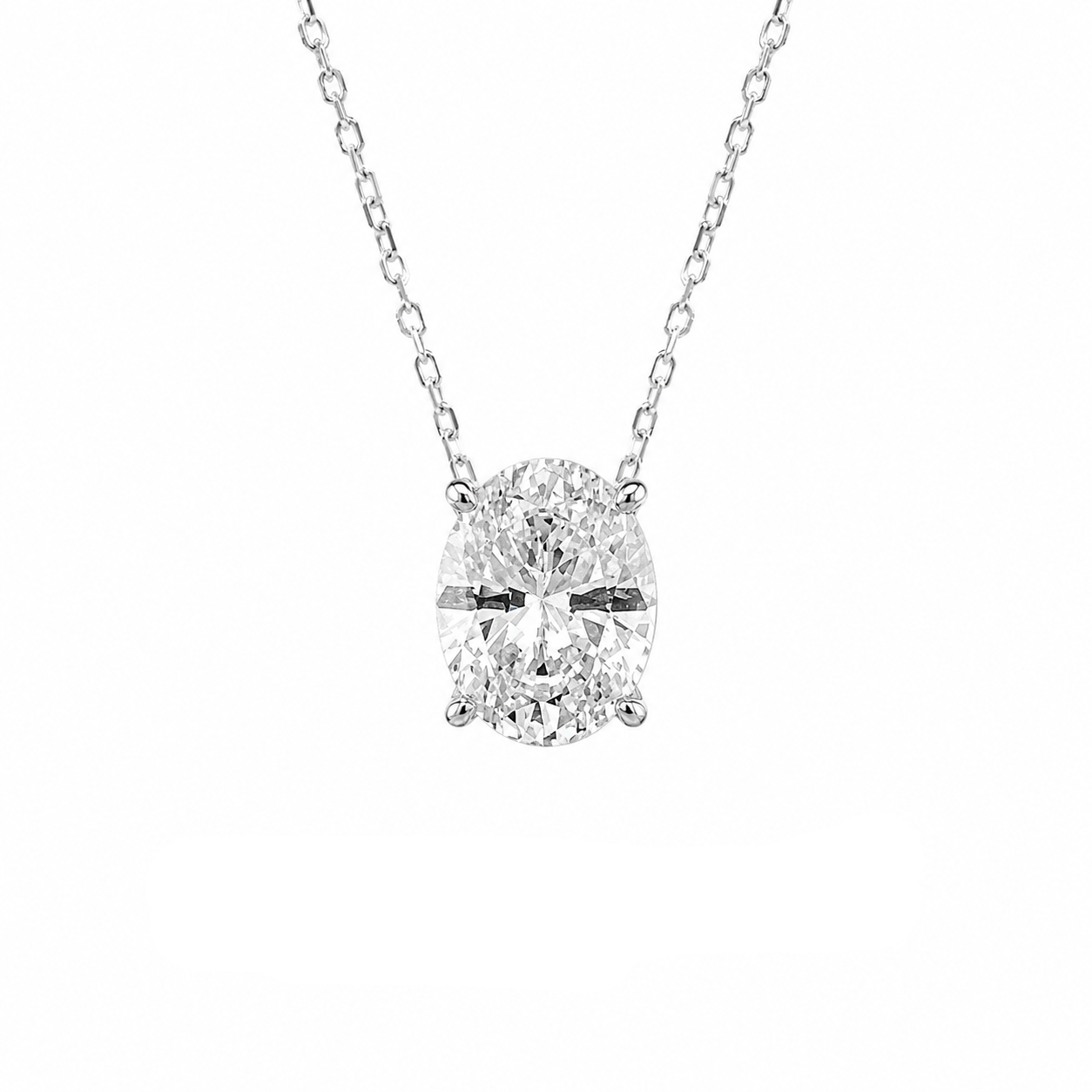 1.75 Karat D-Color Oval Kolye