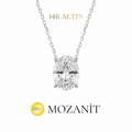 14K İki Karat Mozanit Oval Kolye