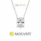 14K İki Karat Mozanit Oval Kolye