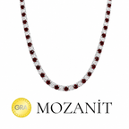 Mozanit Üç Mm Bordo Taşlı Suyolu Kolye