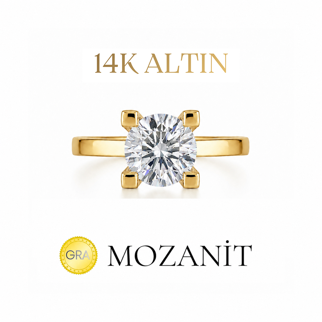 14K 0.80 Karat Mozanit Tektaş Yüzük