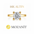 14K 0.80 Karat Mozanit Tektaş Yüzük
