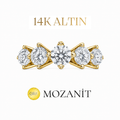 14K Three Carat Moissanite Five-Stone Ring