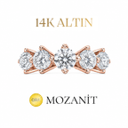 14K Dreikaräter Moissanit Fünfsteinring