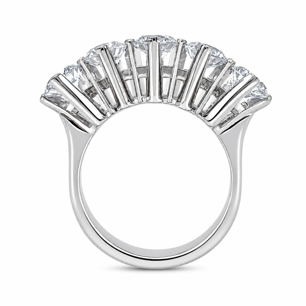 14K Three Carat Moissanite Five-Stone Ring