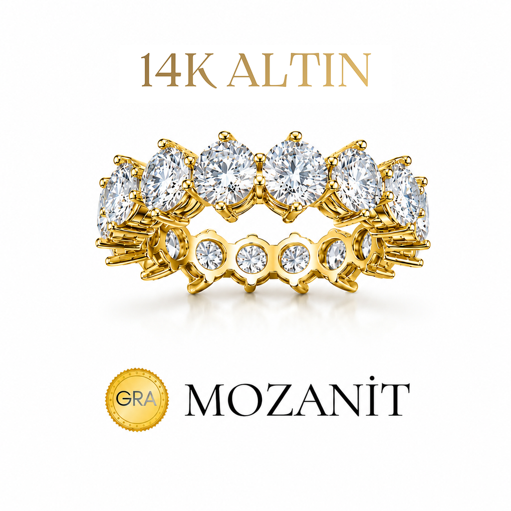 14K Mozanit Tırnaklı Tamtur Yüzük