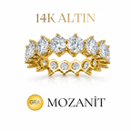 14K Mozanit Tırnaklı Tamtur Yüzük