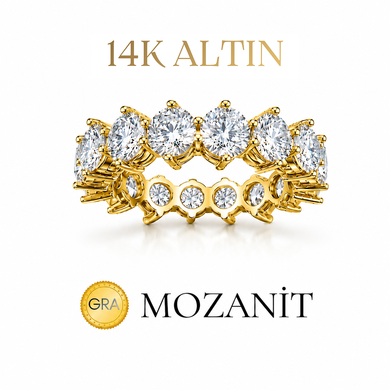 14K Mozanit Tırnaklı Tamtur Yüzük