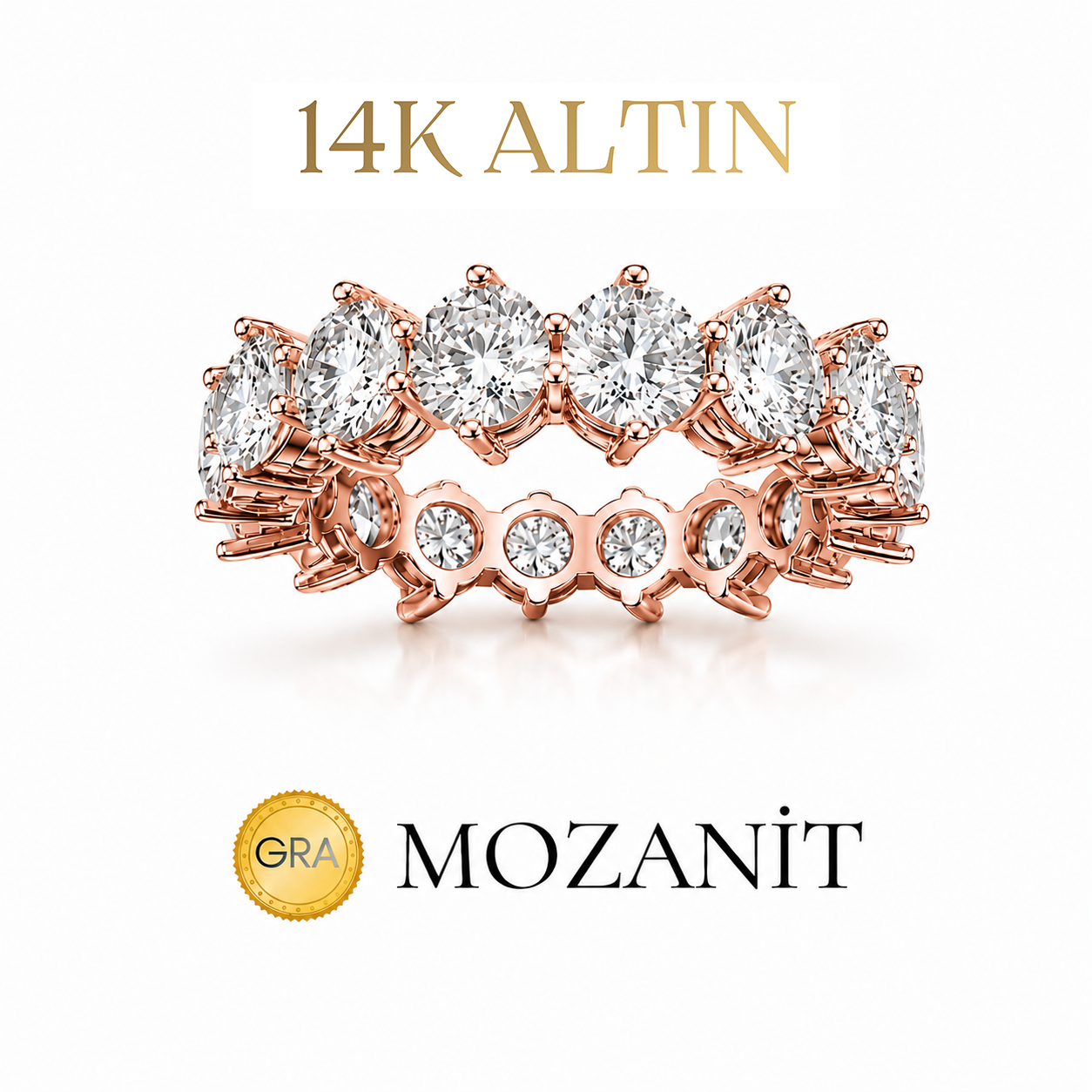 14K Mozanit Tırnaklı Tamtur Yüzük