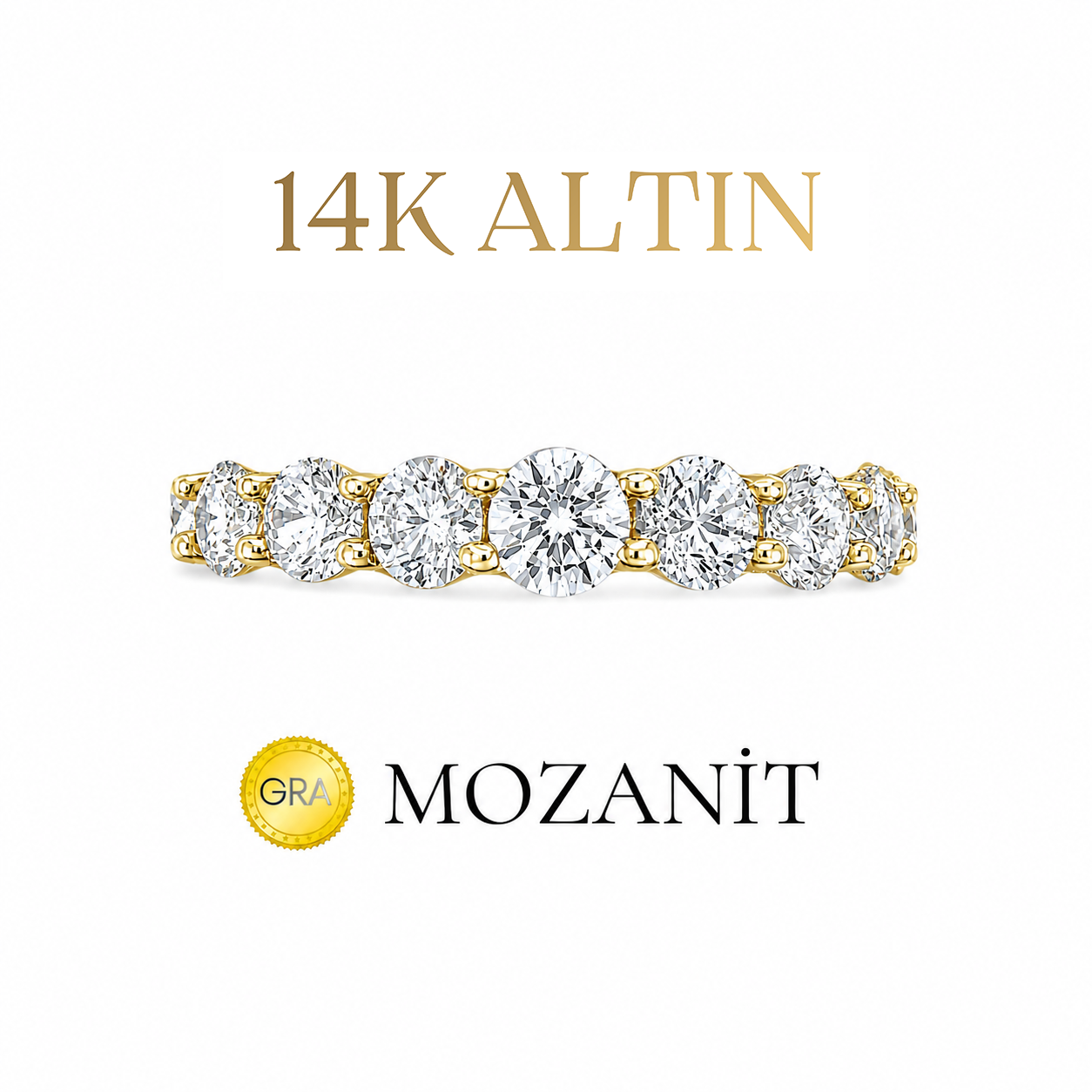 14K Mozanit Taşlı İnce Tamtur