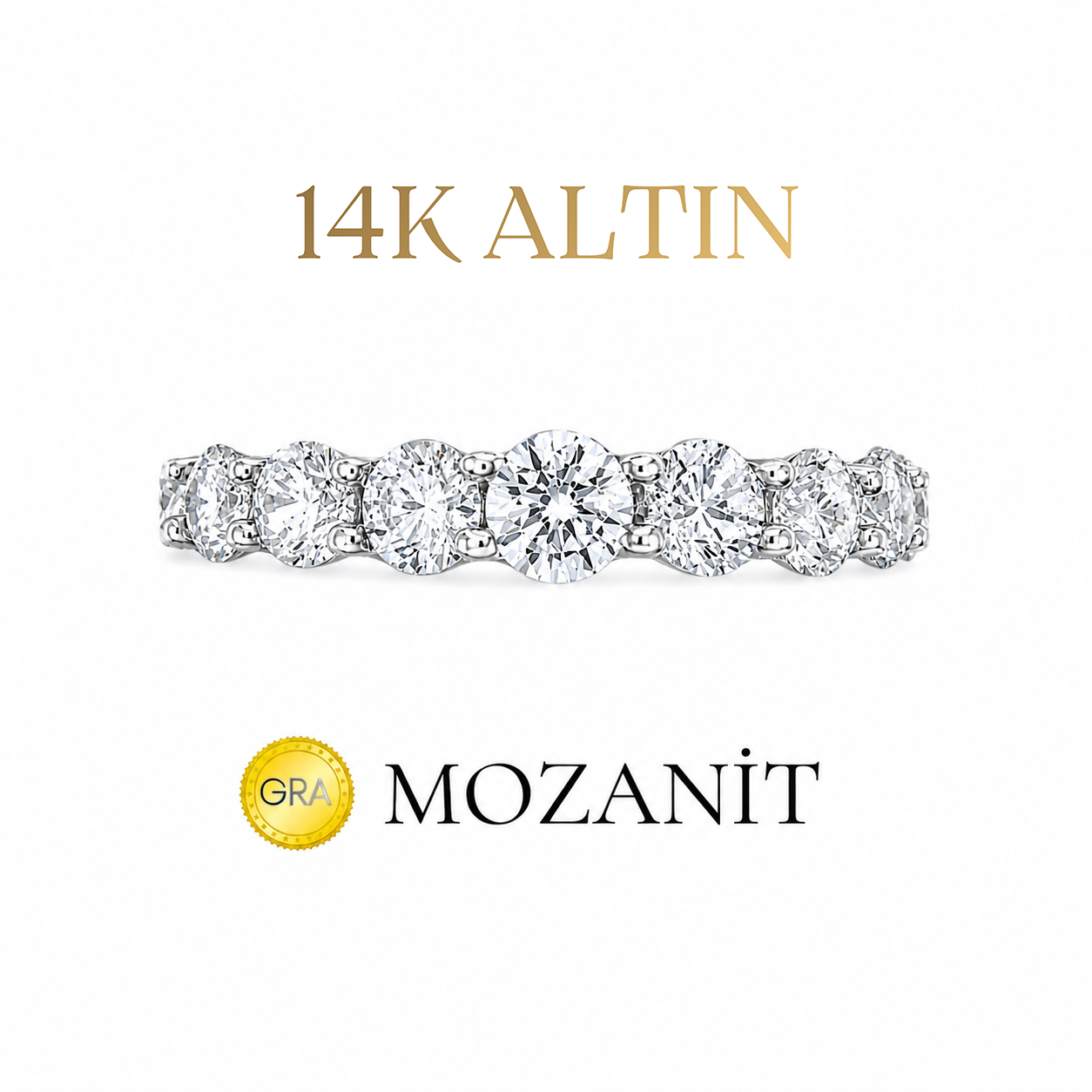 14K Mozanit Taşlı İnce Tamtur
