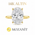 14K Moissanitstein-Fassung, langer, ovaler Solitärring