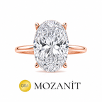 Mozanit Taşlı Uzun Oval Tektaş Yüzük