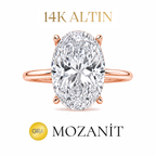 14K Moissanitstein-Fassung, langer, ovaler Solitärring