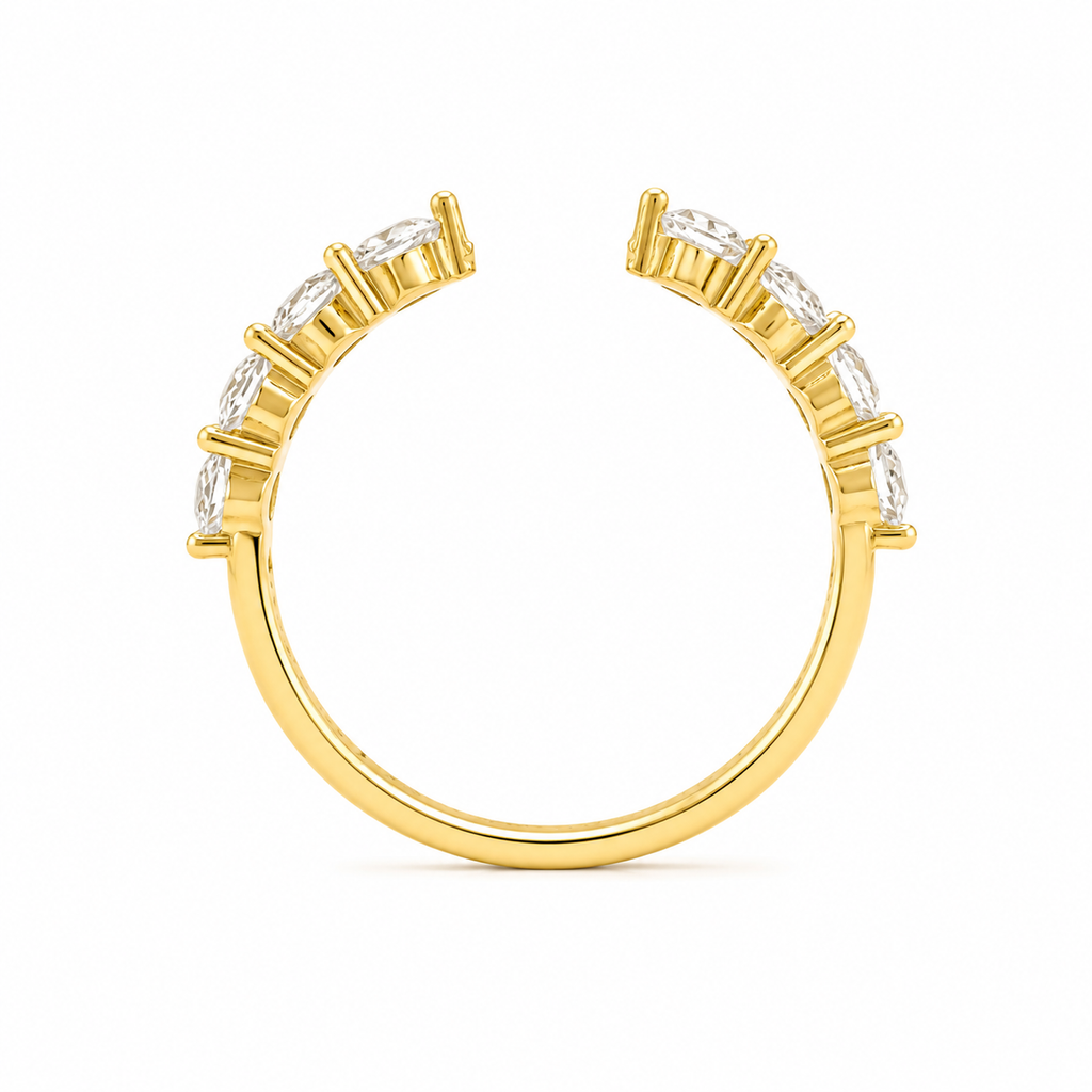 14K Open Band Yarımtur Stacking Yüzük