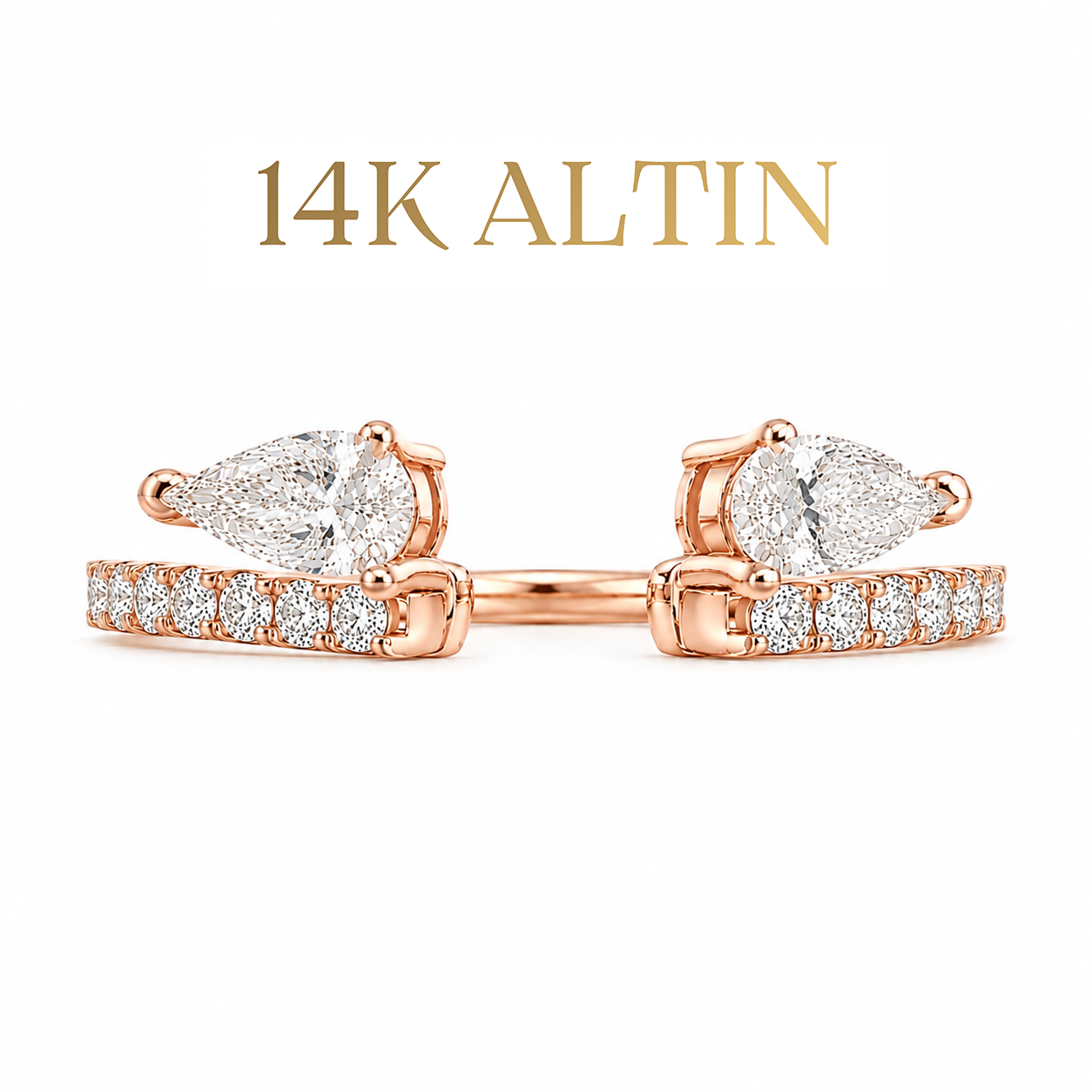 14K Damla Taşlı Stacking Yüzük