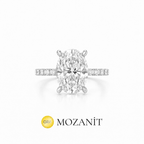 İki Karat Mozanit Uzun Oval Tektaş Yüzük
