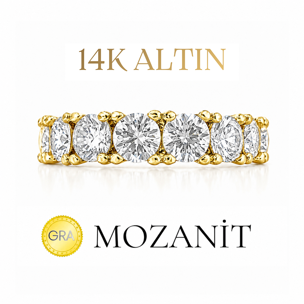 14K Mozanit Büyük Boy Tamtur Yüzük