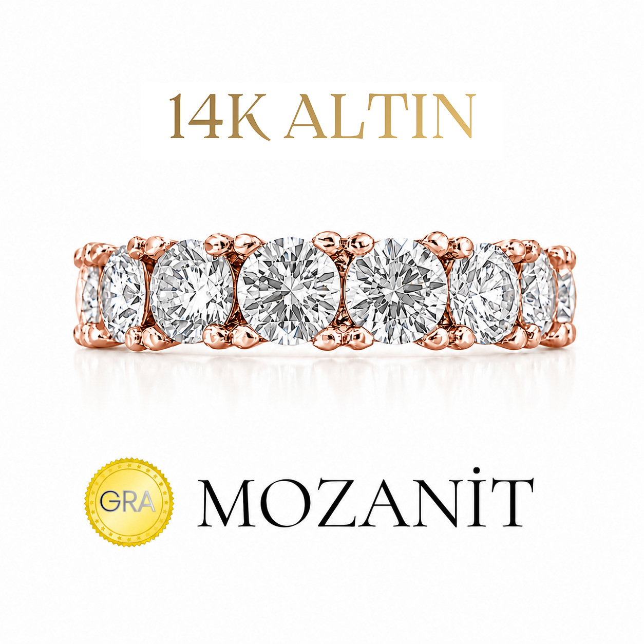 14K Mozanit Büyük Boy Tamtur Yüzük