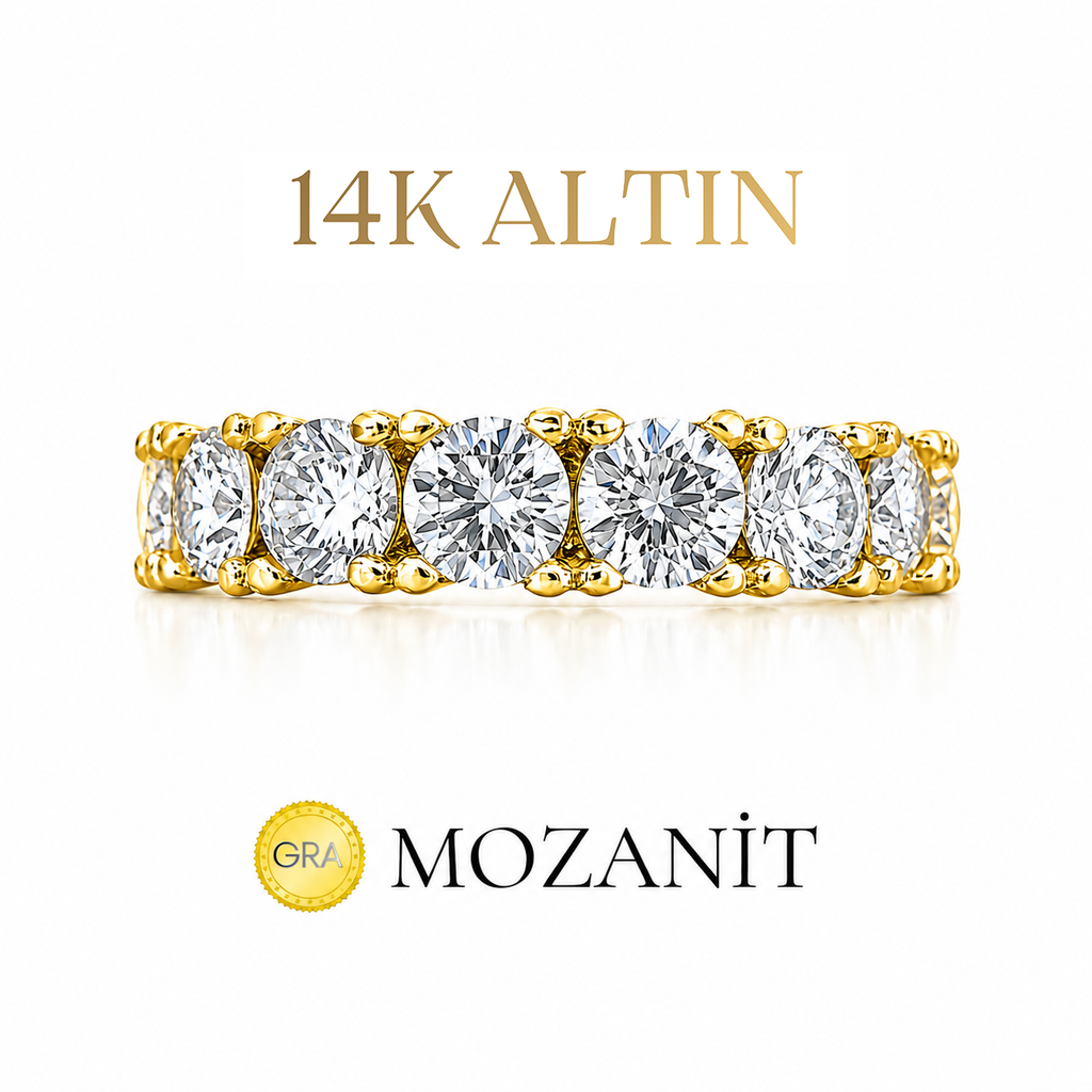 14K Mozanit Orta Boy Tamtur Yüzük