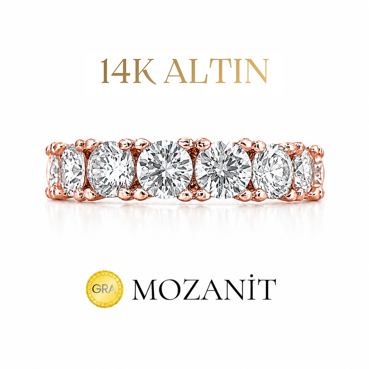 14K Mozanit Orta Boy Tamtur Yüzük