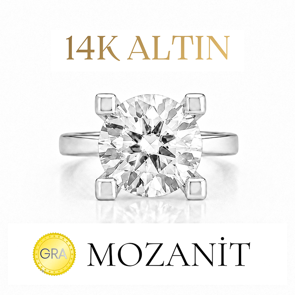 14 Karat Vier Karat Moissanit Solitärring