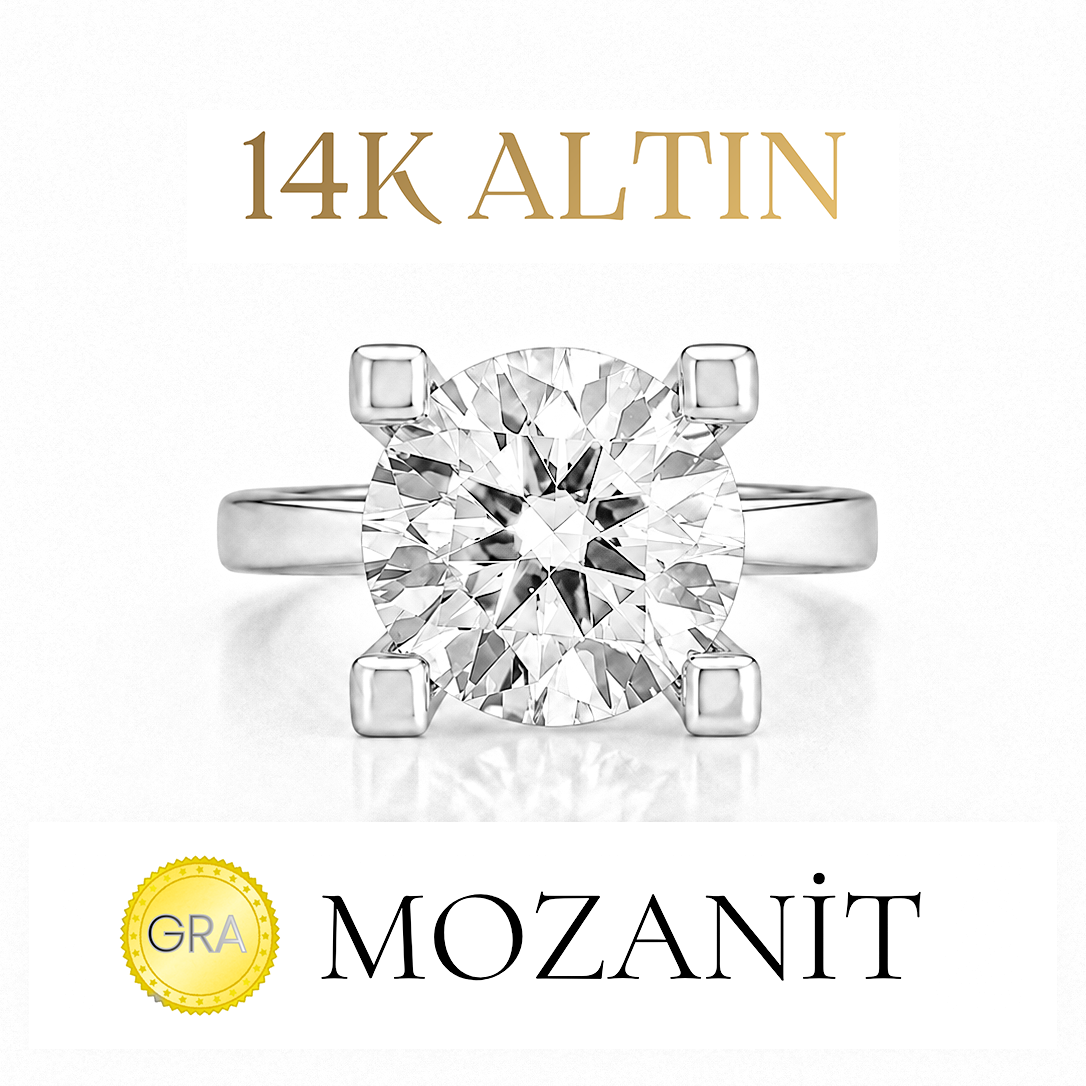 14K Four Carat Moissanite Solitaire Ring