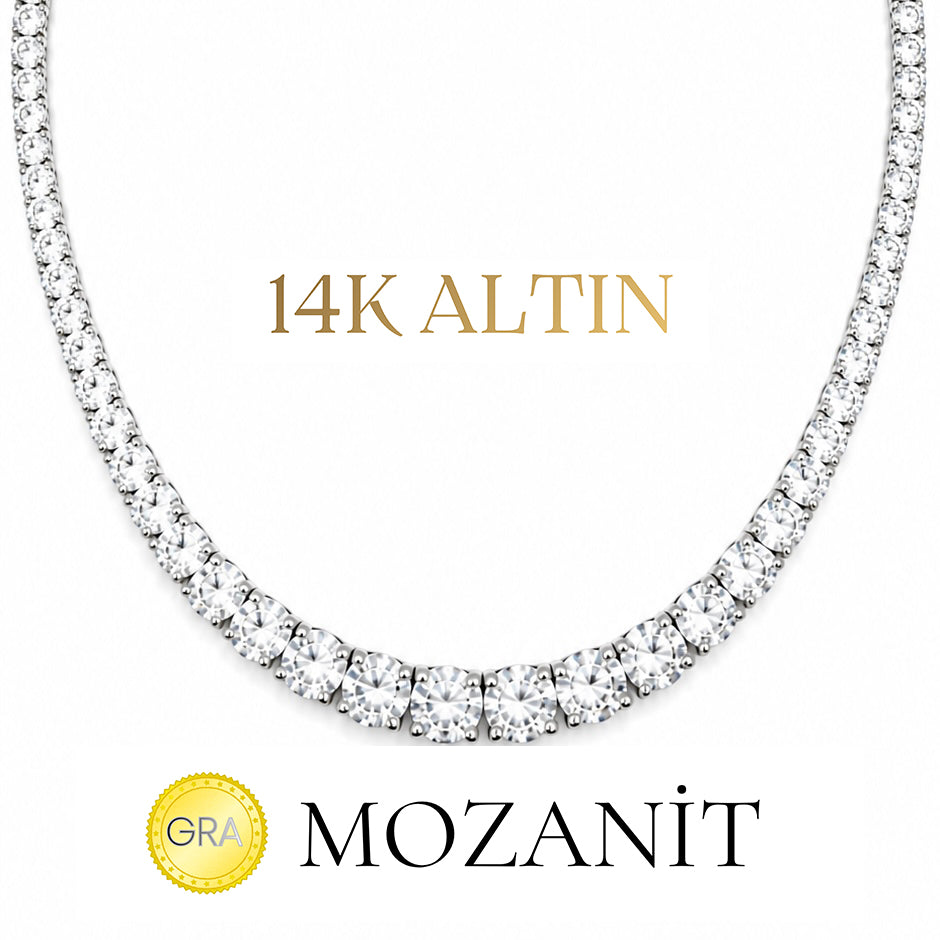 14K Mozanit Süzme Suyolu Kolye