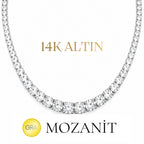 14K Mozanit Süzme Suyolu Kolye